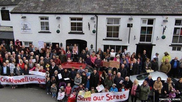 The Corn Exchange protest in Crickhowell