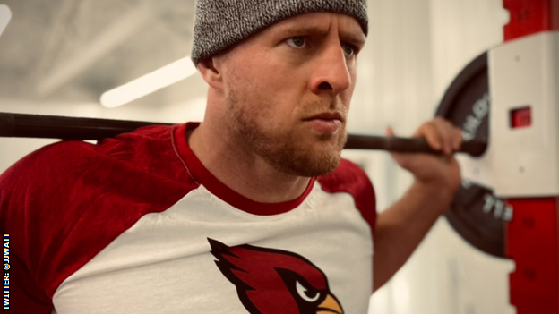 JJ Watt working out in Arizona Cardinals kit