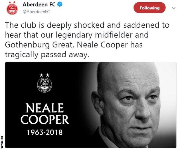 A tweet by Aberdeen Football Club