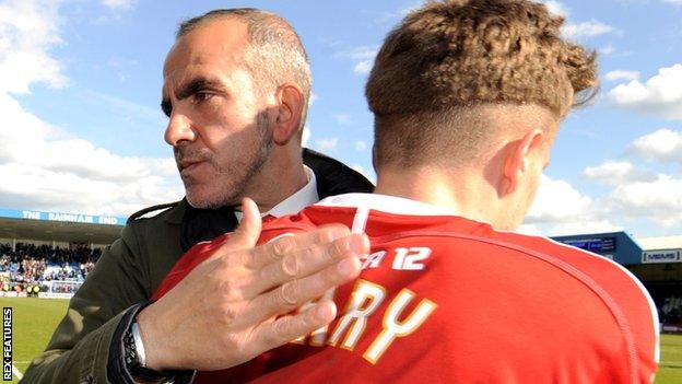 Paolo Di Canio, then Swindon Town manager, with Simon Ferry