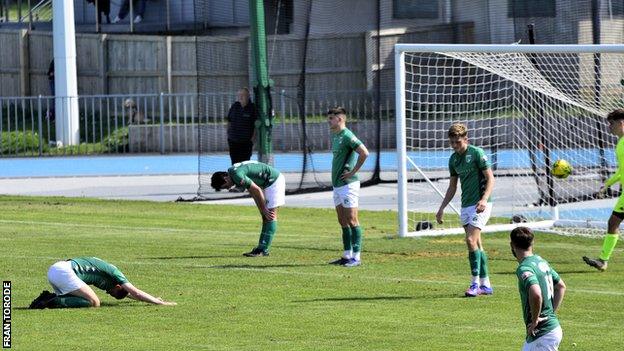 Guernsey FC player following defeat to Bedfont Sports