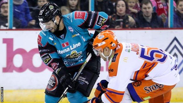 Belfast's Blair Riley in action against