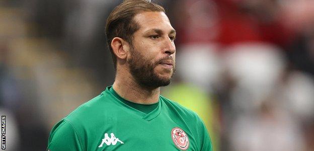 Farouk Ben Mustapha in action for Tunisia