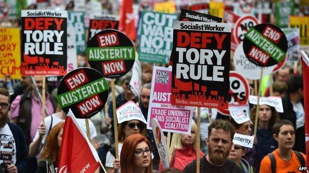 Anti-austerity protesters march in London