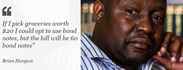 Quote: If I pick groceries worth $20 I could opt to use bond notes, but the bill will be 60 bond notes