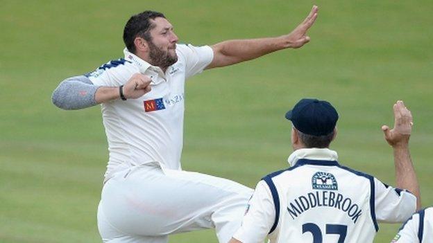 Tim Bresnan takes a wicket for Yorkshire