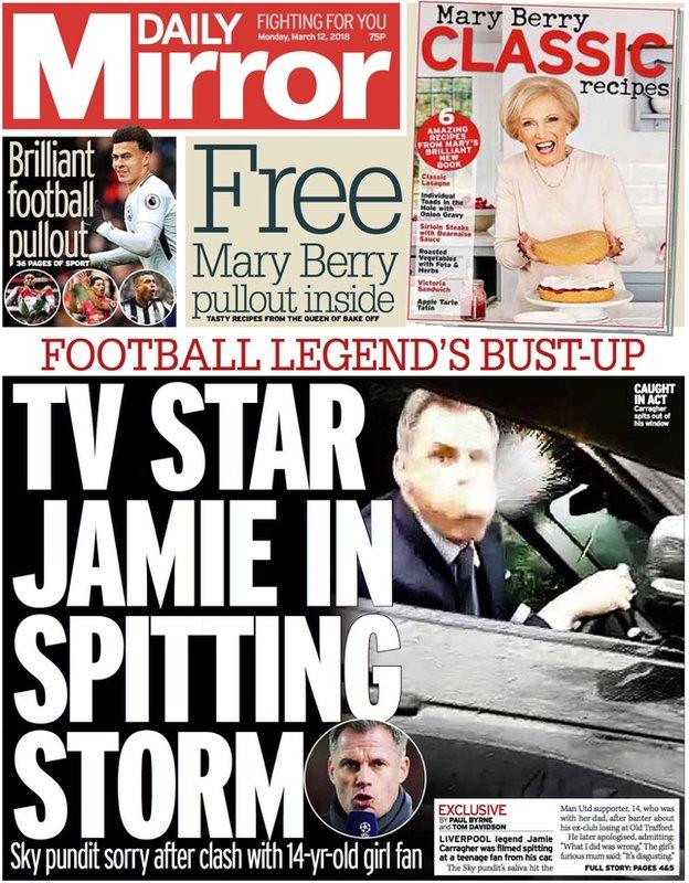 The front page of the Daily Mirror