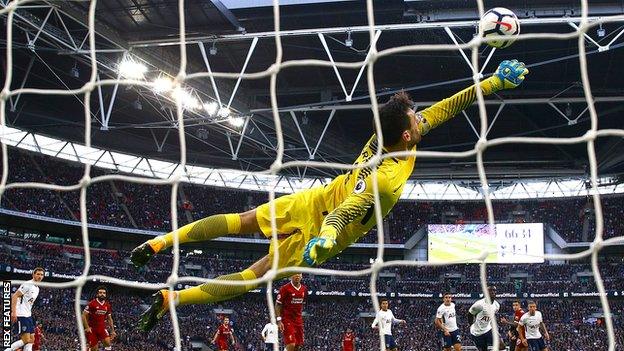 Hugo Lloris saves a Philippe Coutinho shot