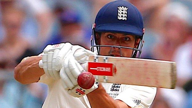 Alastair Cook pulls during his Melbourne double hundred