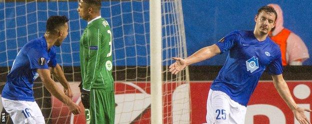 Molde's Vegard Forren (right) celebrates against Celtic