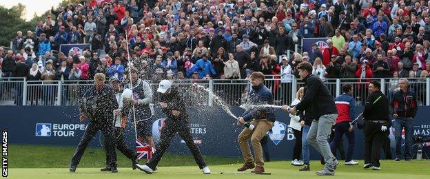 Matthew Fitzpatrick celebrates