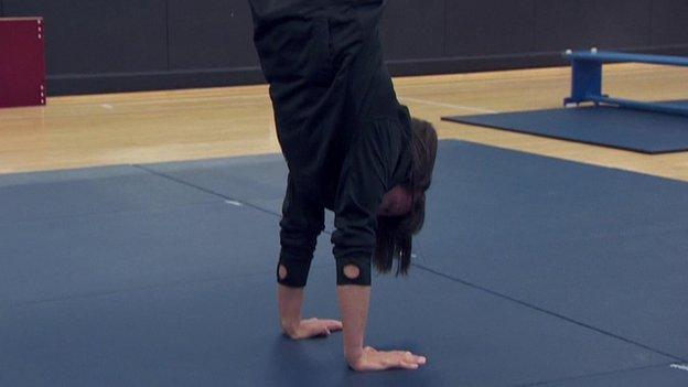 Beth Tweddle doing a handstand