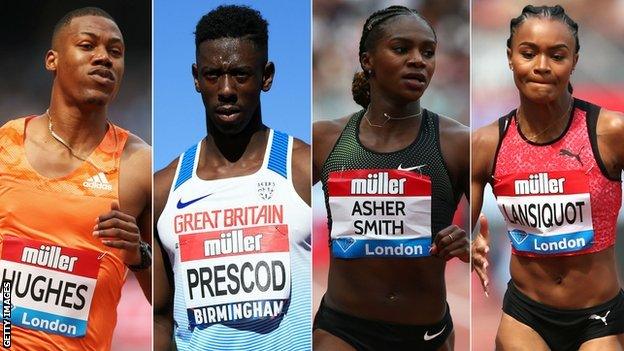 Zharnel Hughes, Reece Prescod, Dina Asher-Smith and Imani-Lara Lansiquot