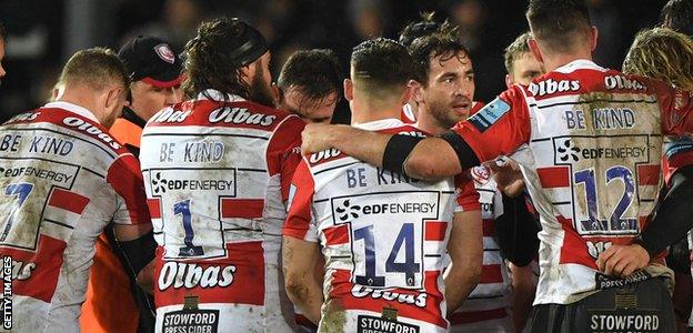 Gloucester players during their match with Sale