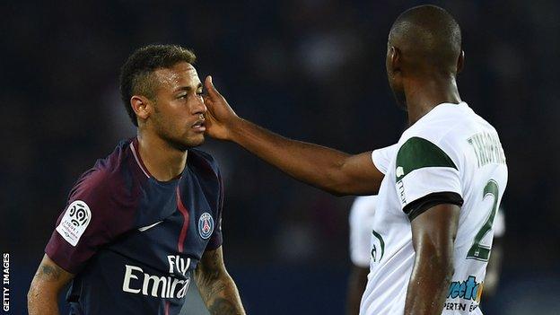 Neymar playing for PSG