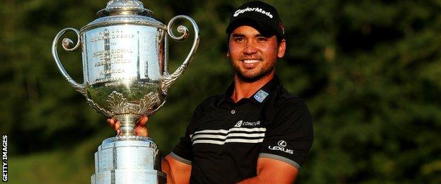 Jason Day with the US PGA Championship trophy