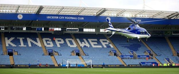 helicopter takes off from the King Power Stadium