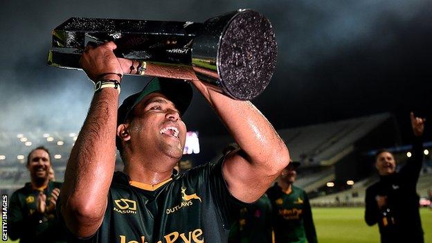 Samit Patel with the T20 Blast trophy