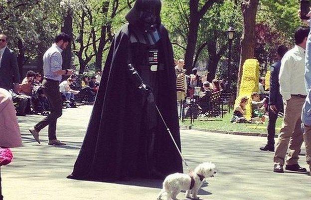 Photo of man in Darth Vader costume