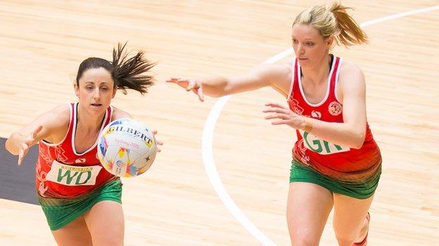 Wales captain Suzy Drane and goalkeeper Rosanna Pretorius in action against Fiji