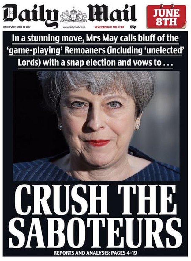 A real Daily Mail front cover from 19 April, with the headline "Crush the Saboteurs"