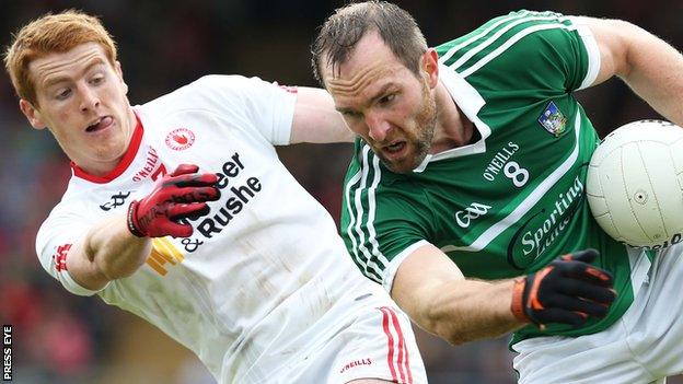 Peter Harte of Tyrone in action against Tom Lee of Limerick