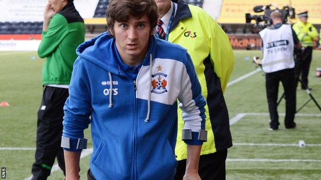 Kilmarnock's Chris Johnston in crutches