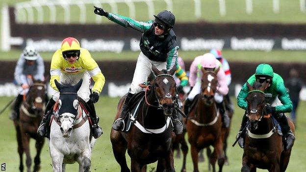 Nico de Boinville celebrates on Altior