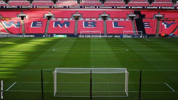 A picture of the inside of Wembley Stadium