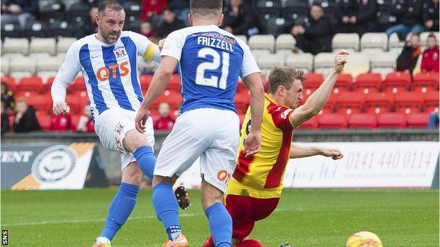 Kris Boyd scores the opening goal in Saturday's 2-0 win for Kilmarnock against Partick Thistle