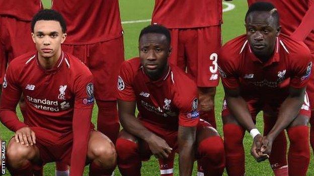 Trent Alexander-Arnold (left), Naby Keita (centre) and Sadio Mane (right)