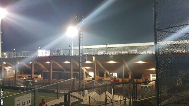 View of the stadium from behind a stand