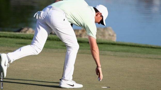 Rory McIlroy on the 18th green at Bay Hill