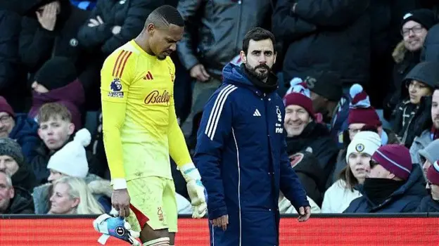 Nottingham Forest goalkeeper John Victor ruled out for the rest of the season with a knee injury sustained during Villa game
