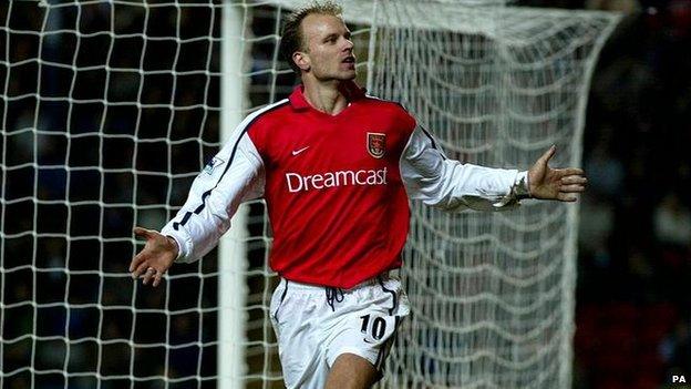 Dennis Bergkamp scores against Newcastle