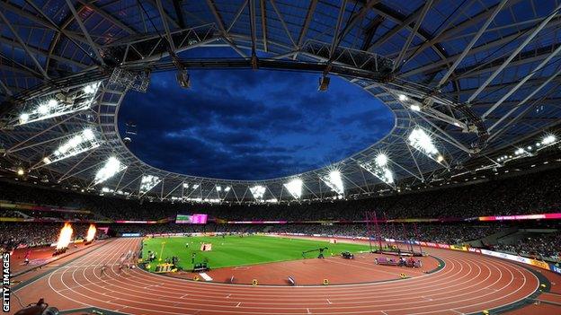 London Stadium set up for athletics