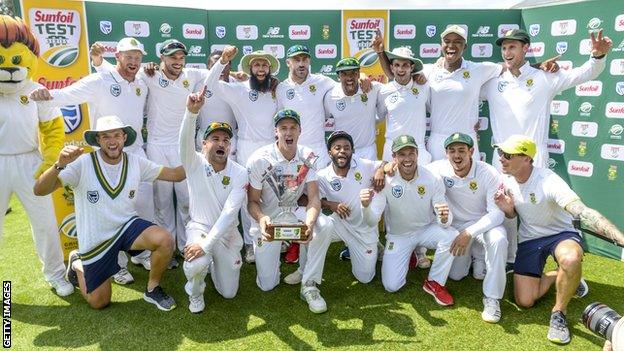 South Africa celebrate their 3-1 Test series victory