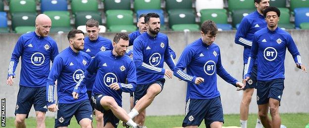 NI players train at Windsor Park