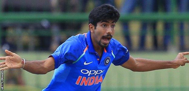 Jasprit Bumrah appeals for a wicket