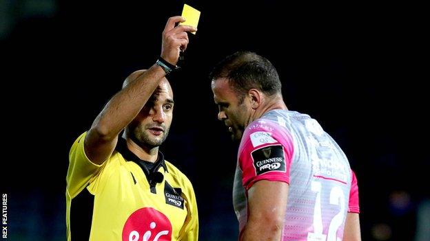 Jamie Roberts receives his yellow card