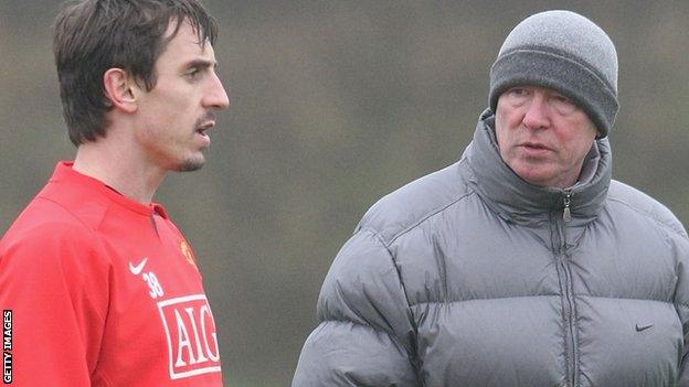 Gary Neville and Sir Alex Ferguson