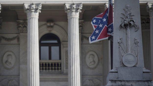 Confederate flag outside the State House building in South Carolina