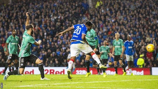 Alfredo Morelos' header was his 10th goal of the season