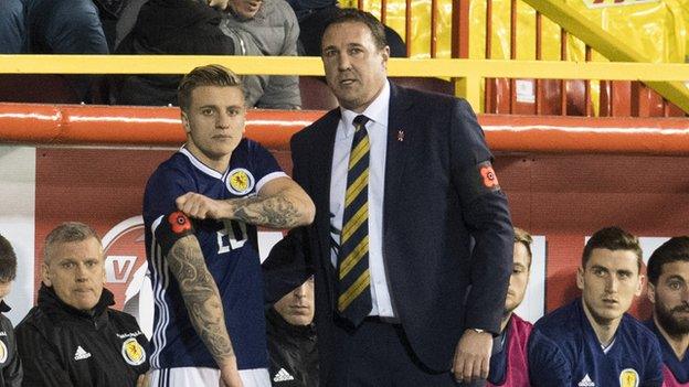 Scotland striker Jason Cummings and interim manager Malky Mackay