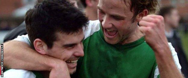 Danny Griggs (left) and Phil Parkinson, now the club's management team, were part of Nantwich's winning Vase team in 2006