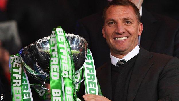 Brendan Rodgers holds the Betfred Cup