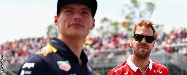 Max Verstappen and Sebastian Vettel