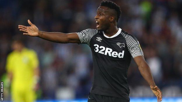 Florian Jozefzoon in action for Derby County