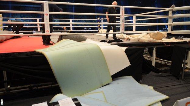 Layers of foam removed from the ring in Dusseldorf