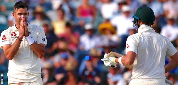 England bowler James Anderson looks frustrated